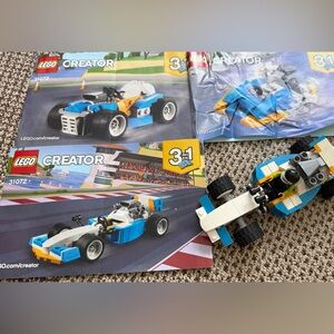 LEGO Creator 3-in-1 Blue Yellow White Race Car Includes Mini Figure Kit 31072